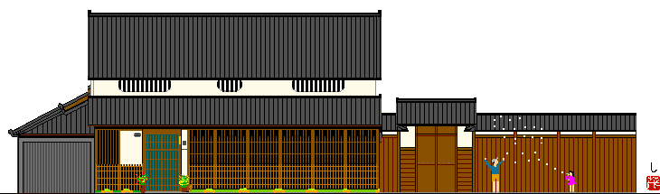 亀岡の町家デジタルイラスト